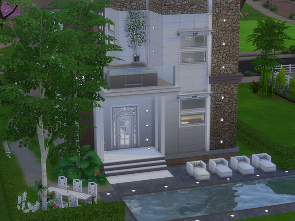 Sims 4 — Modern House Bungalow by Izabella_B — This is a starter home with 2 Bedrooms and 3 Bathrooms with a big balcony