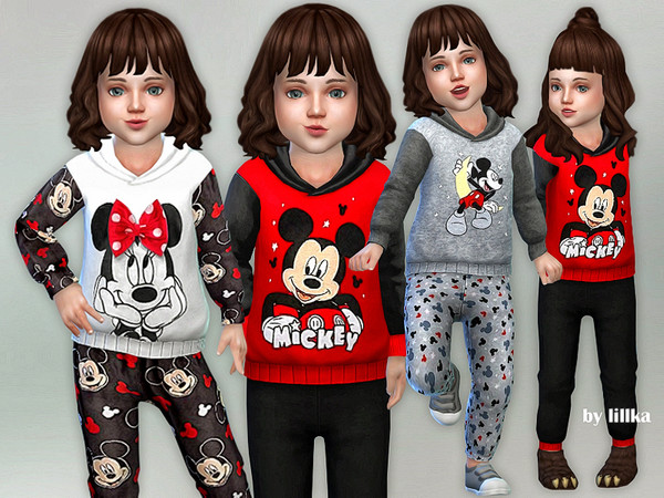 Sims 4 — Mickey Mouse Jumpsuit [NEEDS PARENTHOOD] by lillka — Mickey Mouse Jumpsuit for Toddler New item / 3 styles YOU