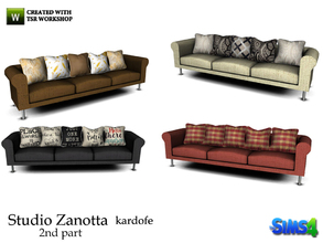 Sims 4 — kardofe_ Studio Zanotta_ Sofa by kardofe — Sofa with many cushions, in four color options 
