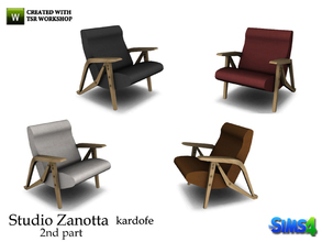 Sims 4 — kardofe_ Studio Zanotta_LivingChair by kardofe — Armchair in wood and leather, in four color options 
