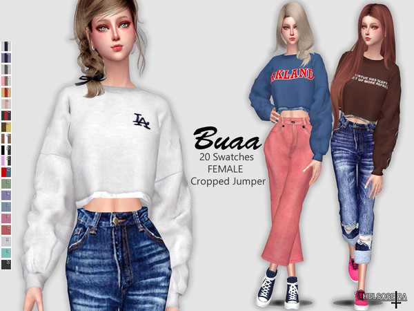The Sims Resource - BUAA - Oversized Cropped Jumper
