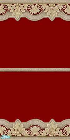 Sims 2 — Red wallpaper by mahtigwess — Red wallpaper with ornate moulding and chair rail