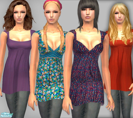 Sims 2 — SO_Collection_174 by Sophel21 — set of 4 whole outfits. They come with capri blue jeans, ballerina shoes and