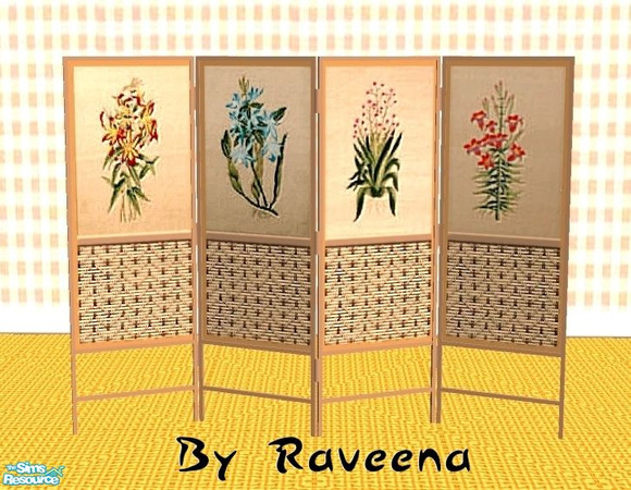 Sims 2 — Decorative Room Screens - Flowers by Raveena — You will need Windkeeper's mesh for this object to work in your
