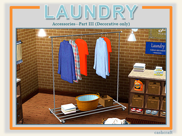 Sims 3 — Modern Laundry Clothes Rack by Cashcraft — A metal clothes rack to hang clothing fresh from the dryer. Created