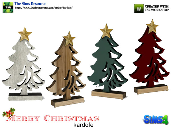 Sims 4 — kardofe_Merry Christmas_Christmas tree figurine 2 by kardofe —  Silhouette of Christmas tree, in wood, four