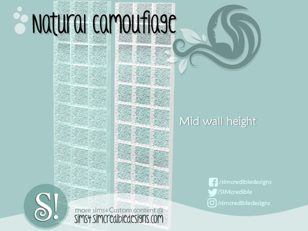 Sims 4 — Natural Camouflage Separator [mid wall] by SIMcredible! — by SIMcredibledesigns.com available at TSR 2 colors