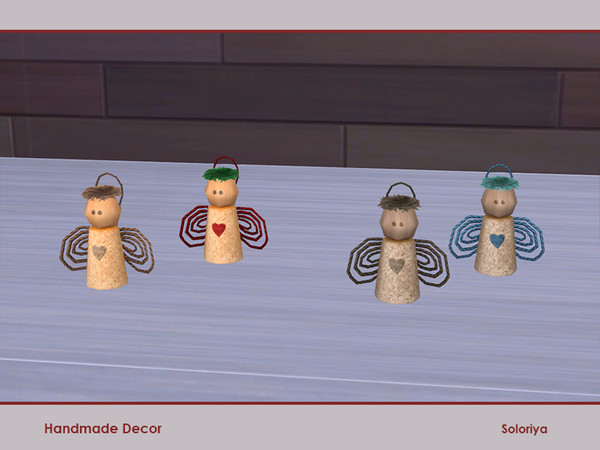 Sims 4 — Handmade Decor. Angel Small by soloriya — Cork angel, small version. Part of Handmade Decor set. 4 color