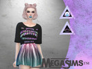 Sims 4 — MegaSims Cropped Pastel Goth 2 Pack of TShirts by MegaSims2 — 2 black cropped tshirts with pastel goth designs. 