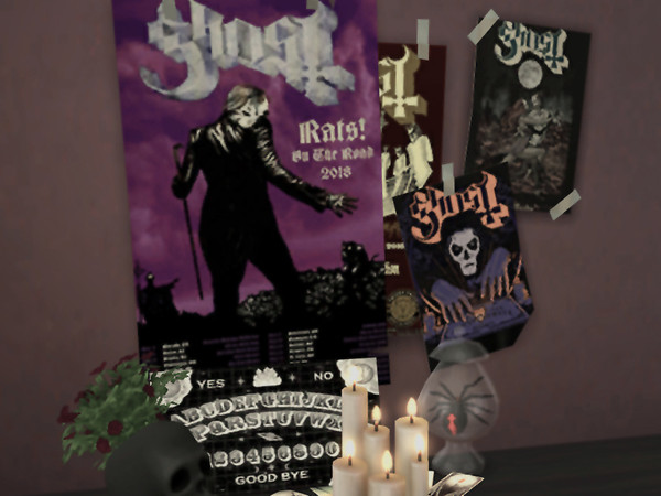 Sims 4 — The Band GHOST multi posters by kagecakes62 — Basegame recolor, various tour posters of the band GHOST