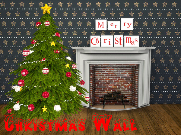 Sims 4 — Christmas Wall 4 by modelsims4 — Christmas Wall - 17 swatches (set 1 and 2) - Made with Sims4Studio and Adobe