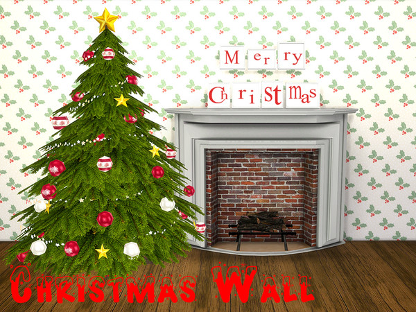 Sims 4 — Christmas Wall 10 by modelsims4 — Christmas Wall - 17 swatches (set 1 and 2) - Made with Sims4Studio and Adobe