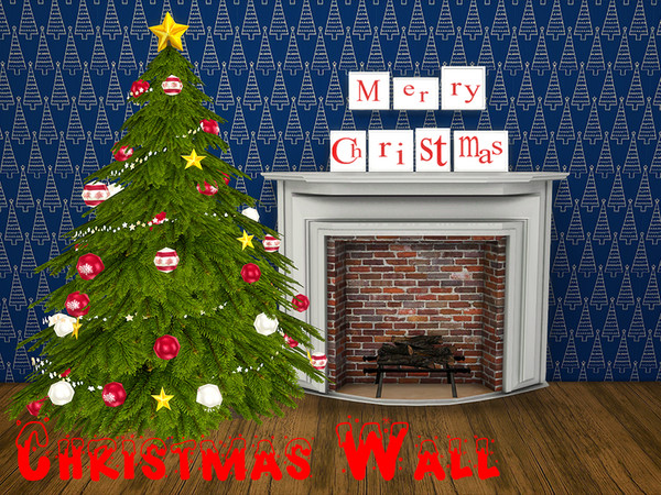 Sims 4 — Christmas Wall 17 by modelsims4 — Christmas Wall - 17 swatches (set 1 and 2) - Made with Sims4Studio and Adobe