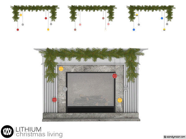 Sims 4 — Lithium Fireplace Decor by wondymoon — - Lithium Christmas Living - Fireplace Decor - Wondymoon|TSR -