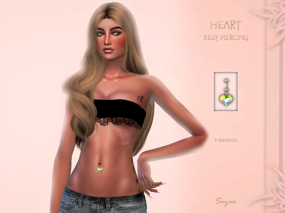Sims 4 - Suzue Heart Belly Piercing by Suzue - Crystal belly piercing for.....
