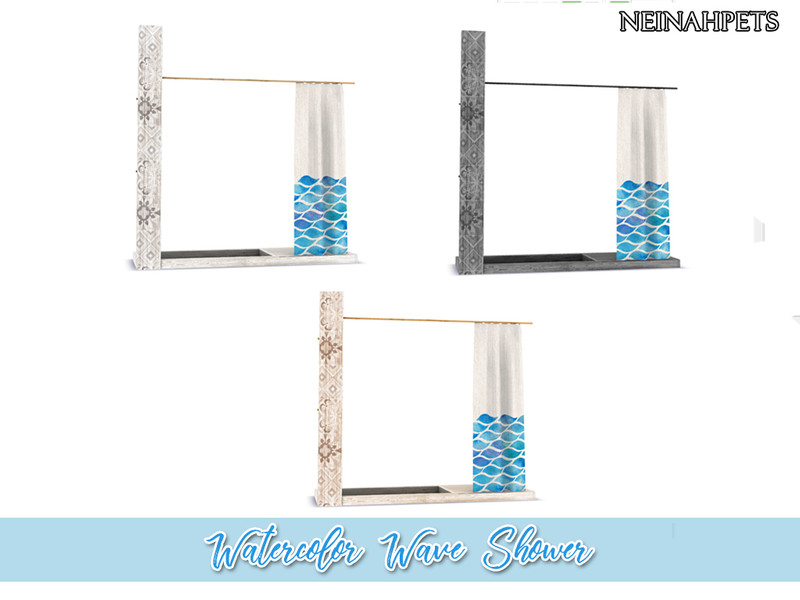 Sims 4 Watercolor Waves Bathroom - Shower (Mesh Required) by neinahpets