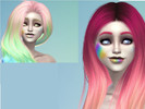 Sims 4 — Half Black Rainbow Lips by PotatoBean609 — Half black lips with normal and pastel rainbow swatches.