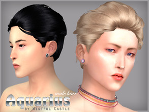 Sims 4 — Aquarius - male hair by WistfulCastle — Aquarius - new mesh male hair from Teen to Elder. Includes 20 swatches,
