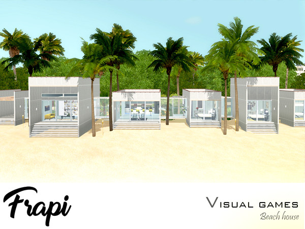 Sims 3 — Visual games beach house by Frapi — Visual games Modern beach House for your simmies. Colorful industrial modern
