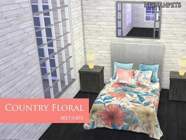 Sims 4 — Country Floral - Bedroom Suite (Mesh Required) by neinahpets — A beautiful country floral bedroom ensemble,
