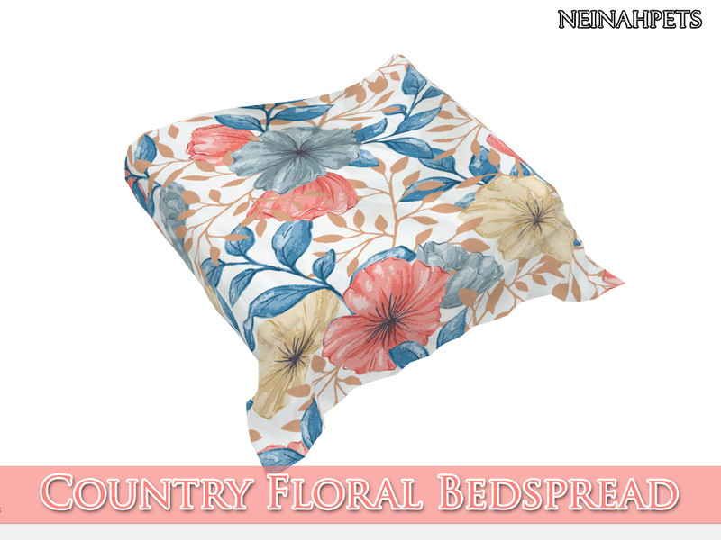 Sims 4 The Sims Resource | Country Floral - Bedspread (Mesh Required) by TSR Creator