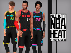 Sims 4 — NBA Heat - male outfit by WistfulCastle — NBA Heat - nba outfit for male sims, from teen to elder. Base game