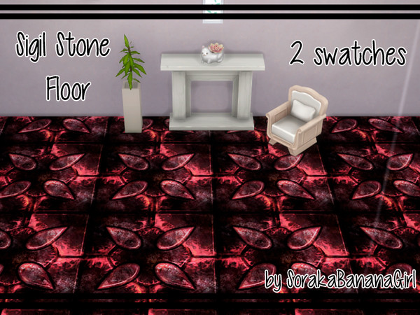 Sims 4 — Sigil Stone Floor by SorakaBananaGirl — Tile floor, 2 swatches *Credit for the textures goes to Bethesda Game