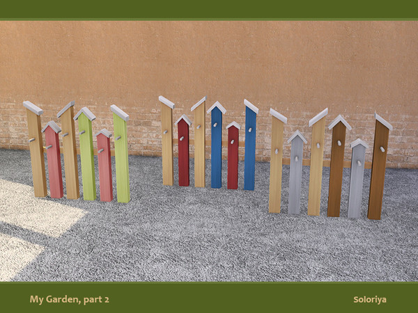 Sims 4 — My Garden, part 2. Bird Houses by soloriya — Bird houses decorative fence. Part of My Garden set. 3 color