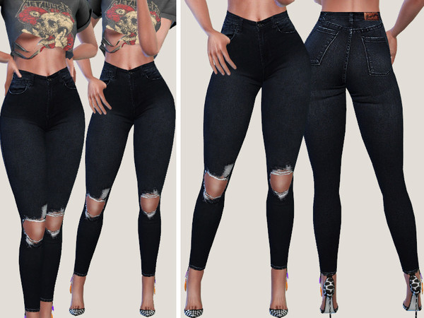 The Sims Resource - Black Ripped Denim Jeans 058