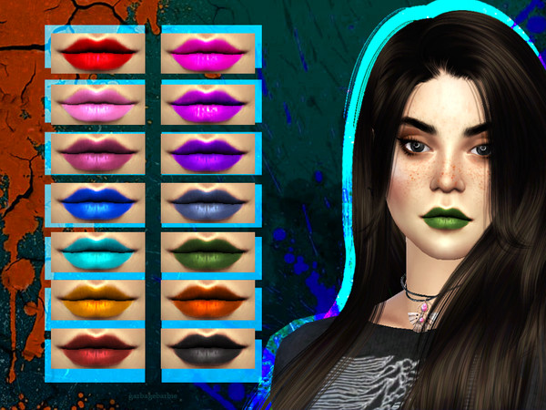 Sims 4 — random lipstick by garbagebarbie — hi honey this pack has 14 different shades, and this is my first attempt