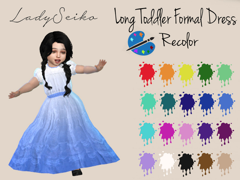 Sims 4 The Sims Resource | Long Toddler Formal Dress Recolor - Mesh needed by TSR Creator