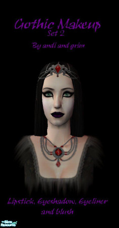 Sims 2 — Gothic Makeup, Set 2 by andi and grim — This is my second set of gothic makeup, it has black lipstick with a