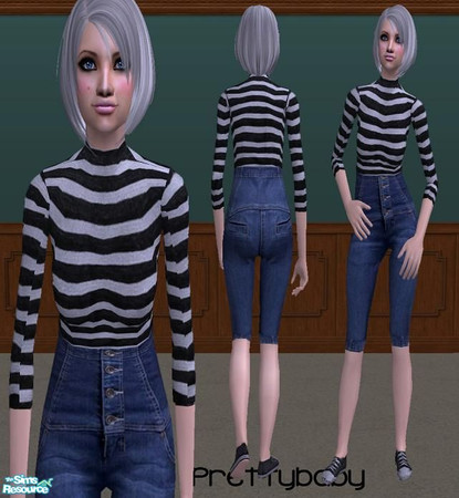Sims 2 — Edgy Elders - Striped/High waist by pretty_baby — so you was a bit edgy in your youth..and now you are