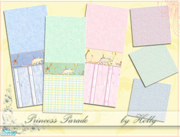 Sims 2 — Princess Parade - collection by *Holly — Princess Parade - sweet 3 walpapers and carpet to childern room - pink,