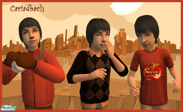 Sims 2 — Brown & Orange collection by cariadbach — Ideal wear for the week-end. Brown and orange jacket for those