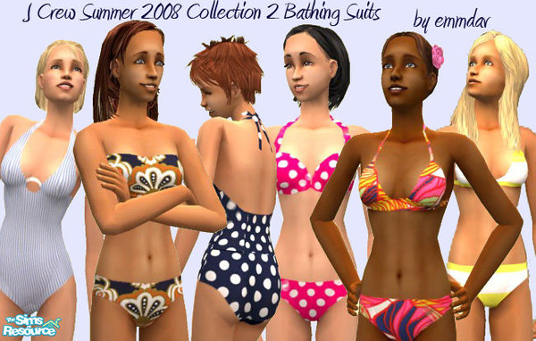 Sims 2 — J. Crew Summer 2008 Swimsuit Collection 2 by emmdav — My second set of J. Crew Summer 2008 swimsuits. Includes
