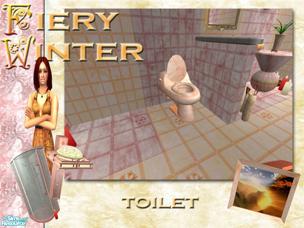 Sims 2 — Fiery Winter Bathroom Superset! - Toilet by Alyosha — Part of the Fiery Winter Bathroom superset! Enjoy!