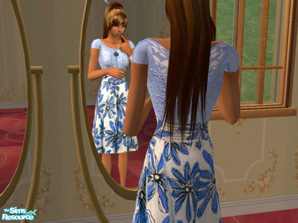 Sims 2 — Keri\'s Blue Daisy by Keri — Beautiful Daisy Dress