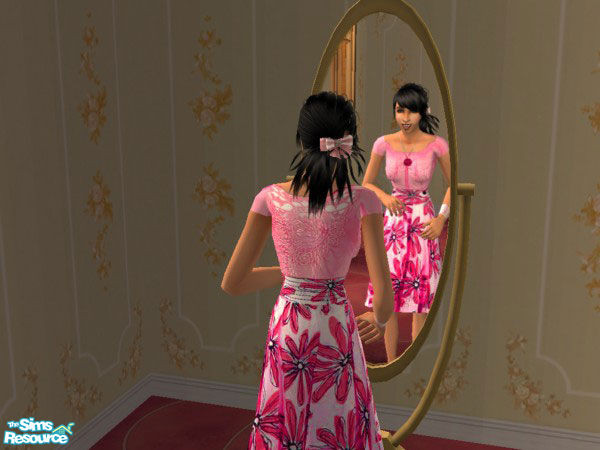 Sims 2 — Keri\'s Pink Daisy by Keri — Beautiful Daisy dress