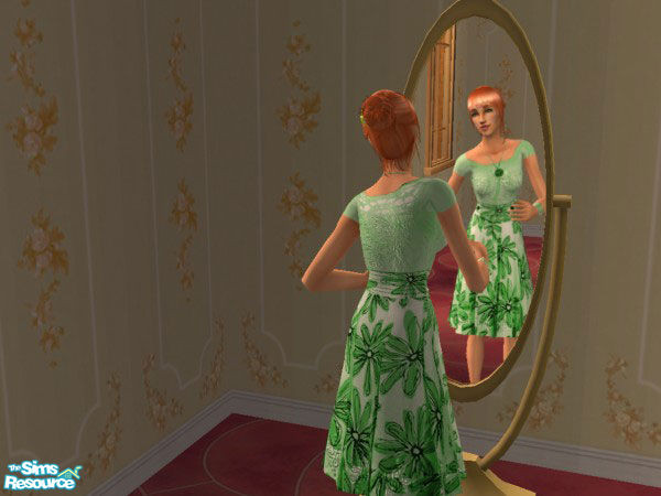 Sims 2 — Keri\'s Green Daisy by Keri — Beautiful Daisy Dress