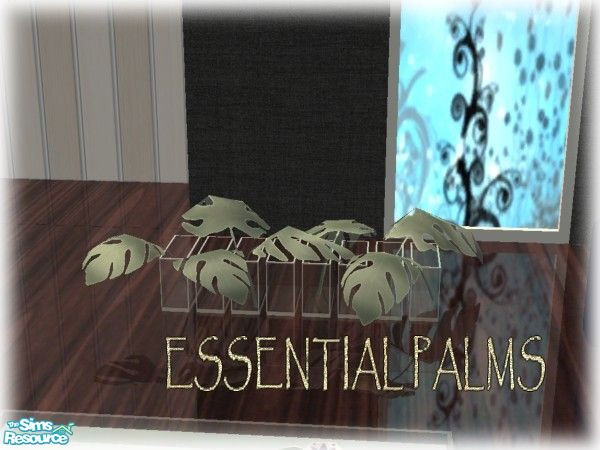 Sims 2 — Essential -  Palms by kibanahnah — A zen livingroom,in gradiant blue; with a soft rug and a design fireplace.