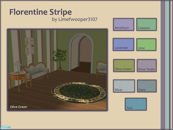Sims 2 — Florentine Stripe by Limefwooper — I decided to create a set that co-ordinated with my other Florentine