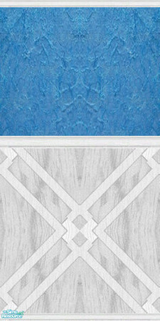 Sims 2 — Whitewood Wall by Riverwillows — Lovely bleached white wooden wallpanel with blue textured wallpaper. Part of