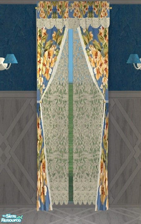 Sims 2 — Louisiana Dining Room - Drapes by Riverwillows — Lovely recolor of Caravan Sims Louisiana Dining Room, in bright