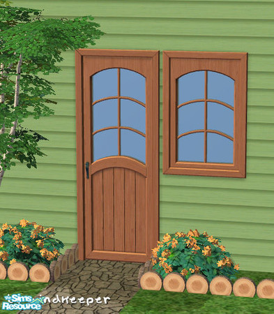 Sims 2 — Cottage Country door diag by Windkeeper — Diagonal version of Cottage Country door. Requires that file to work.