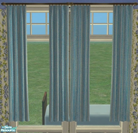 Sims 2 — Louisiana Bedroom - Curtains by Riverwillows — Lovely recolor of Caravan Sims Louisiana Bedroom, in blue and