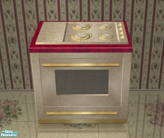 Sims 2 — Louisiana Kitchen - Stove by Riverwillows — Lovely recolor of Caravan Sims Louisiana Kitchen, with tea roses and