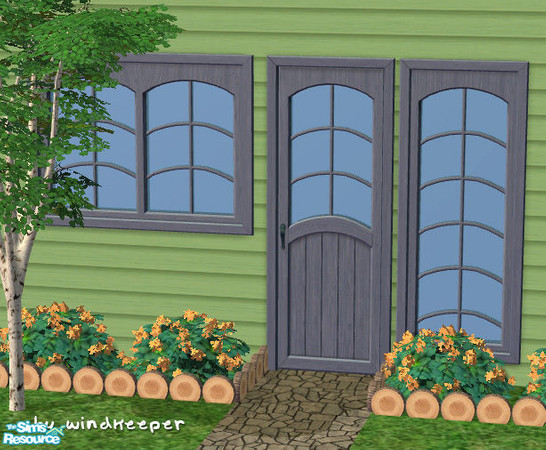Sims 2 — Cottage Country - blue finish by Windkeeper — Recolor of Cottage Country door. Will work for all doors and