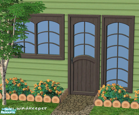 Sims 2 — Cottage Country - black finish by Windkeeper — Recolor of Cottage Country door. Will work for all doors and