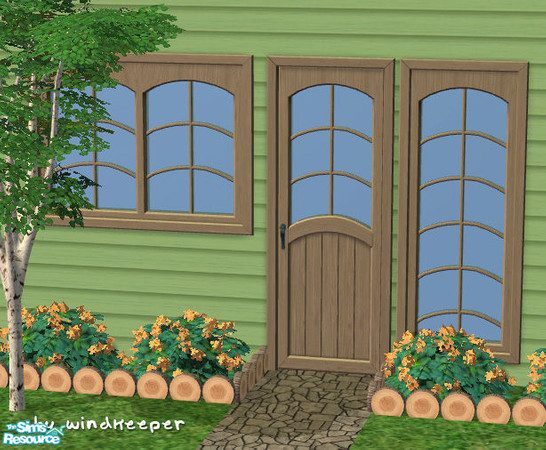 Sims 2 — Cottage Country - aged wood finish by Windkeeper — Recolor of Cottage Country door. Will work for all doors and